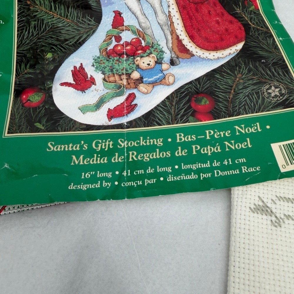 Creative Accents Counted Cross Stitch Santa Gift Stocking Kit PARTIAL-STARTED - Picture 6 of 16